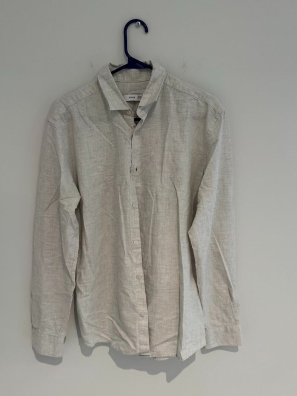 Mango Cream Linen Long Sleeve Shirt Size Medium Like New